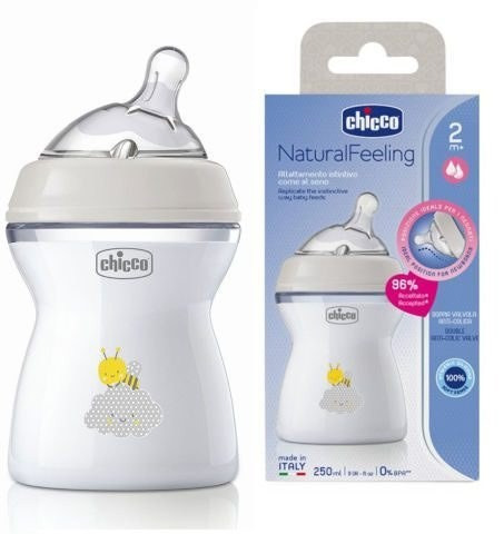 شیشه شیر نچرال 0+ ماه طرح زنبور 250 میل چیکو chicco