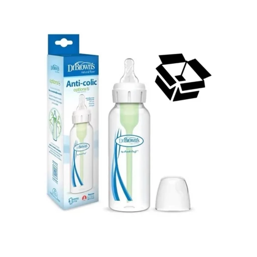 شیشه شیر 250 میل باریک(بدون جعبه*تکی)دکتربراون